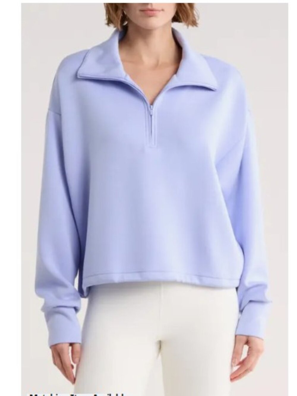 NWT Zella Lavendar Half-Zip Mock Neck Cropped Pullover Women's M Athleisure